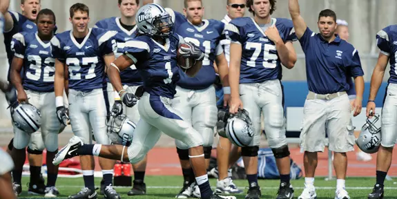 FOOTBALL OPENS SEASON WITH 33-3 TRIUMPH OVER CENTRAL CONNECTICUT STATE Image