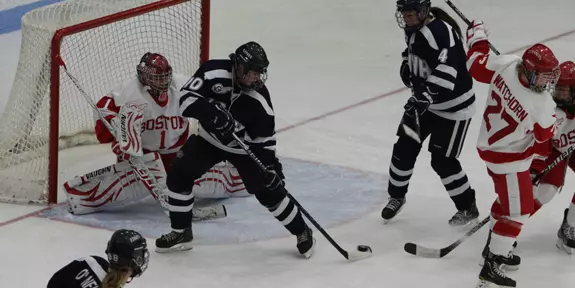 Horn, Gifford Record Two Points Apiece, Women's Hockey Defeated 5-2 at #5 Boston U. Image