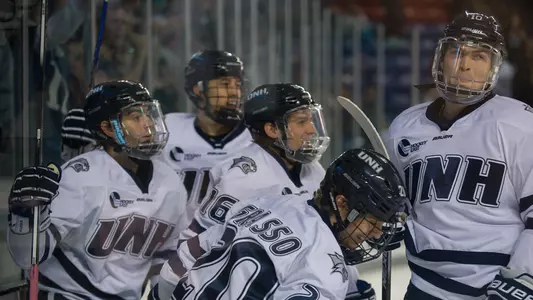 The Wildcats celebrate yet another Patrick Grasso goal Saturday night.