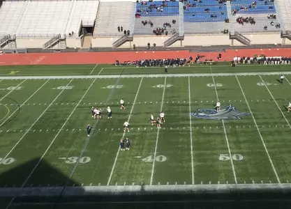 The view from the top of the new stadium last week.