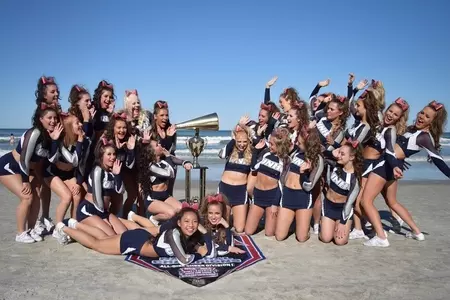 The UNH cheerleaders won a national title in Florida last month.
