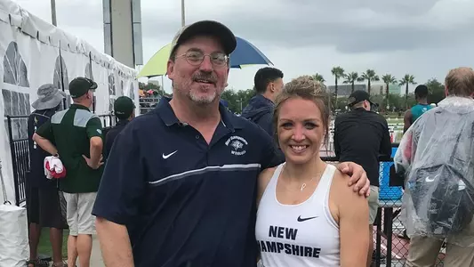 Coach Robert Hoppler and Elle Purrier after her record-setting 1500 run Saturday in Tampa.