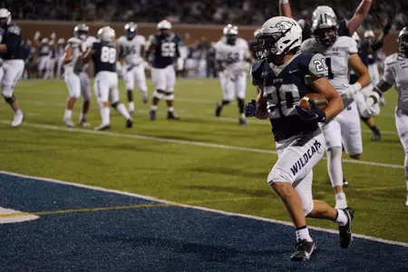 Dylan Laube rushed for 202 of UNH's 260 yards on the ground against UAlbany on Saturday night.
