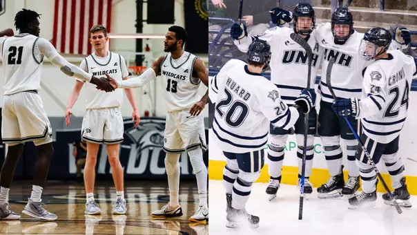 On Sunday, the men's basketball team hosts Vermont at noon and the men's hockey team hosts Sacred Heart at 3 p.m.