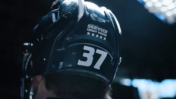 Service Credit Union Helmet Logo on back of Nick Ring's helmet