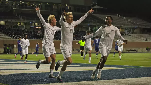 Cabot McLaren celebrates the game-winning goal vs. UMass Lowell (10-30-26)