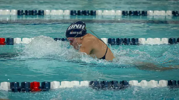 Maddie Serfass swims vs UVM on Oct. 17, 2026