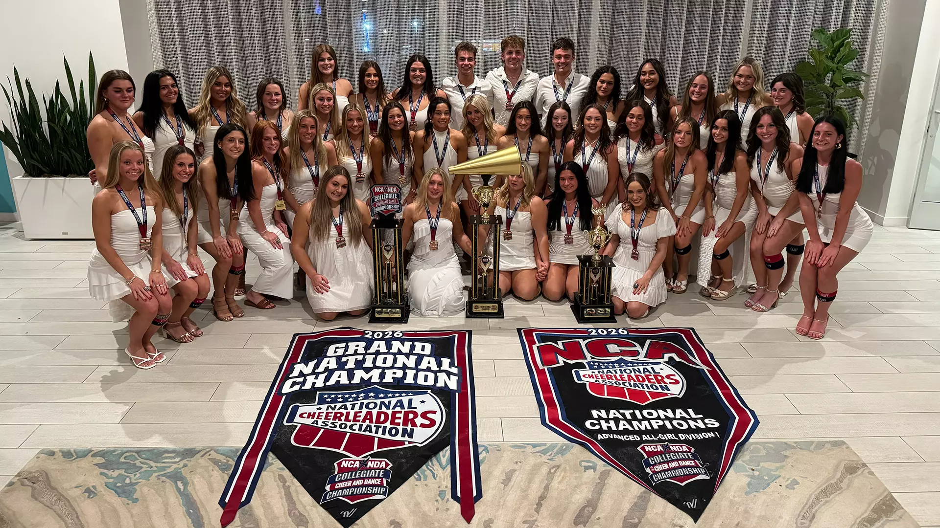 The University of New Hampshire cheerleading program delivered standout performances on the national stage, winning the National Cheerleading Association (NCA) Advanced All-Girl Division I National Championship for the fourth time while also earning the All-Girl Grand Championship Title.