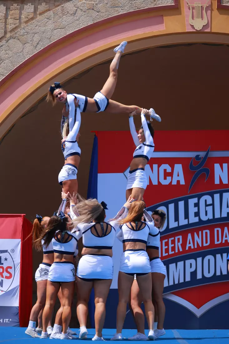 The Wildcats perform their championship routine under the Daytona Beach Bandshell.