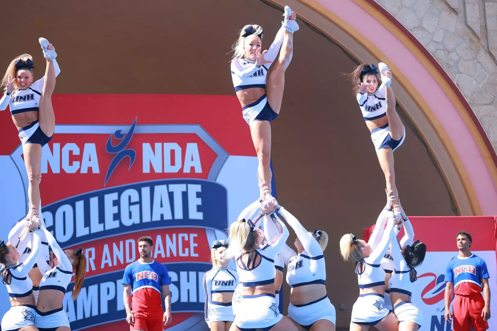 The Wildcats perform their championship routine under the Daytona Beach Bandshell.