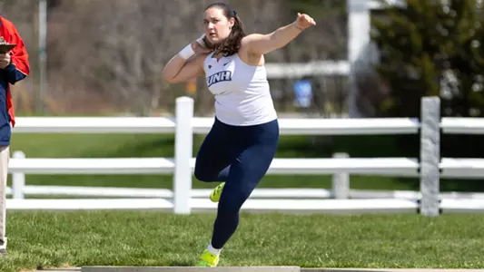 Emma Reaves throws the shot put at the UNH Wildcat Invitational on April 25, 2026
