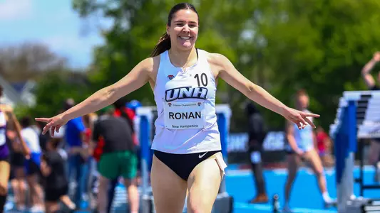 Claire Ronan winning the 1,500m at the 2026 America East Outdoor Track & Field Championships at UMass Lowell on May 10.