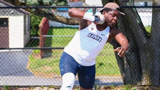 Yoofi Abaka-Amuah won the shot put at the 2026 America East Outdoor Track & Field Championships on May 10 at UMass Lowell.