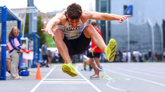 Ethan Palmer competes at the 2026 America East outdoor track & field championships.