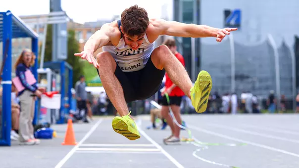 Ethan Palmer competes at the 2026 America East outdoor track & field championships.