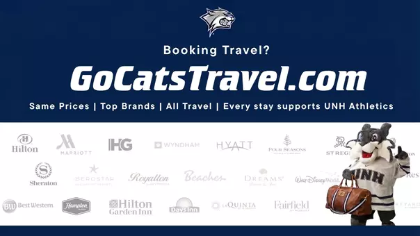 Wild E Cat holds up #1 finger with suitcase in hand to celebrate partnership with ScoreMore