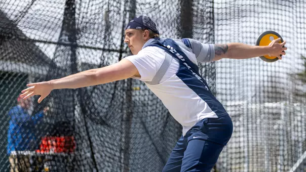 Max LaPointe competes in the discus at the UNH Wildcat Invitational on April 25, 2026