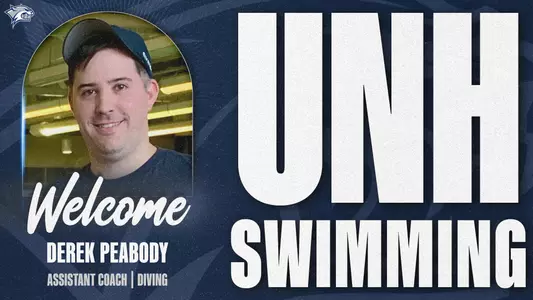 Graphic introducing Derek Peabody as assistant diving coach