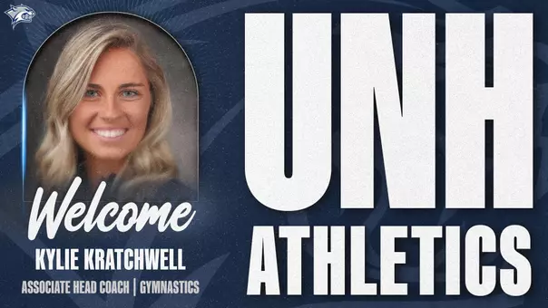 Graphic picturing new gymnastics associate head coach Kylie Kratchwell