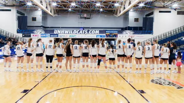 UNH Volleyball lines up before their match vs. St. Peter's
