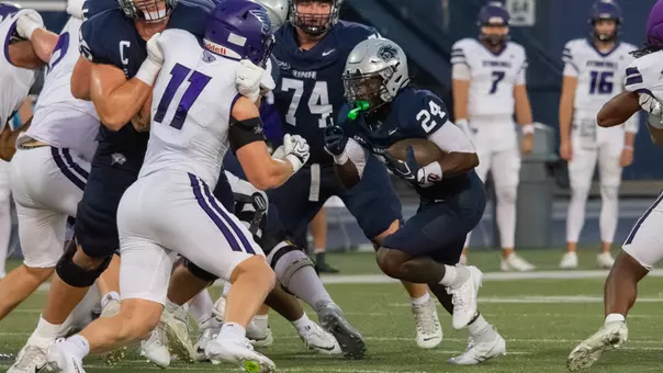Joquez Smith rushed for 122 yards and three TDs vs. Stonehill on Sept. 12, 2026 at Wildcat Stadium