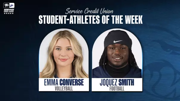 Emma Converse and Joquez Smith were named the Service Credit Union Student-Athletes of the Week (9-15-26)