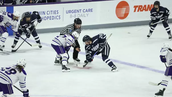 Sofia Kari lines up for a face-off