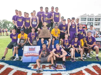 Action at the 2018 MVC Track and Field Championships at the Gibson Track and Field Complex in Terre Haute, Indiana