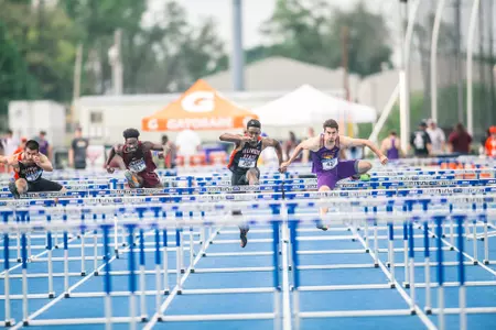Action at the 2018 MVC Track and Field Championships at the Gibson Track and Field Complex in Terre Haute, Indiana