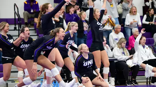 UNI Bench Celebrates at Evansville