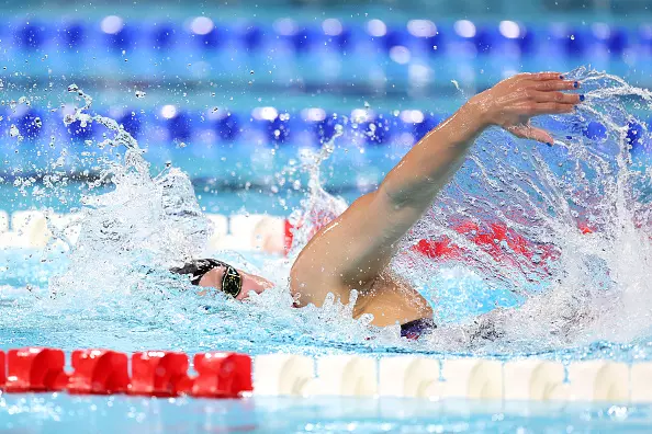 NANTERRE, FRANCE - AUGUST 31: Olivia Chambers of Team United States competes in the Women's 400m Freestyle - S13 on day three of the Paris 2024 Summer Paralympic Games at Paris La Defense Arena on August 31, 2024 in Nanterre, France. (Photo by Alex Davidson/Getty Images)