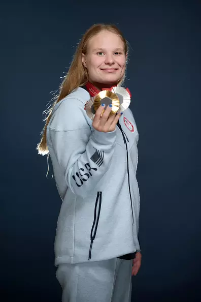PARIS, FRANCE - SEPTEMBER 06: U.S. Paralympian Olivia Chambers poses for a photoat the USA House at Paralympics Paris 2024 on September 06, 2024 in Paris, France. (Photo by Joe Scarnici/Getty Images for USOPC)