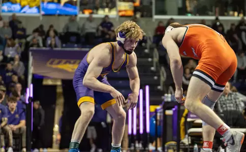 UNI wrestling rolls to road dual win at West Virginia Image