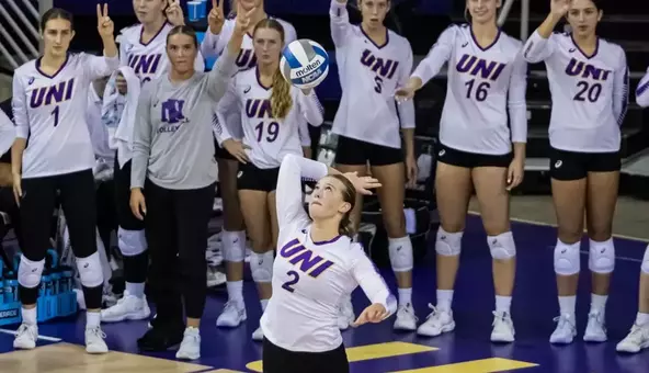 UNI volleyball sweeps Stony Brook to open DoubleTree Invitational