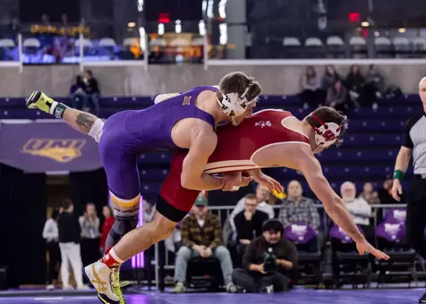 UNI wrestling rallies for senior day win over Wisconsin