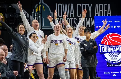WBB Team Celebration On Bench (2026 MVC Tournament)
