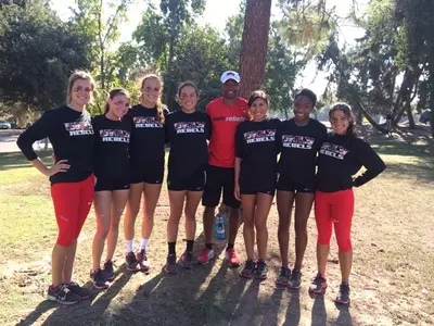 Spencer Moore (far right) was the top finisher for UNLV at Friday's conference meet.