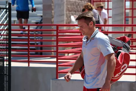 Tamas Batyi ended his home career with a singles and team win vs. the Lobos.