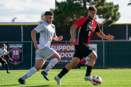 Men's Soccer vs Houston Baptist at Peter Johann Soccer Field on Oct 8, 2021. Rebels won 2-1.