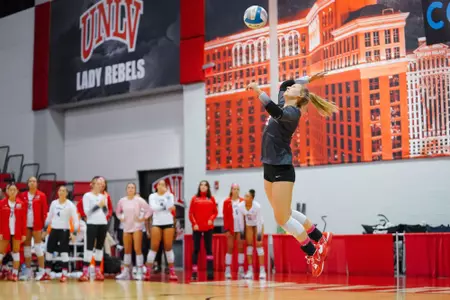 Volleyball vs Utah State University at the Cox Pavilion on October 13, 2022. Rebels won 3-2.