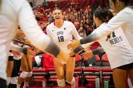 Volleyball vs Weber State University at the Cox Pavilion on September 1, 2022. Rebels won 3-1.