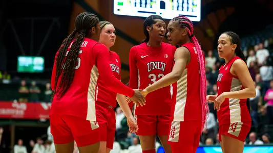Lady Rebels Huddle at CSU