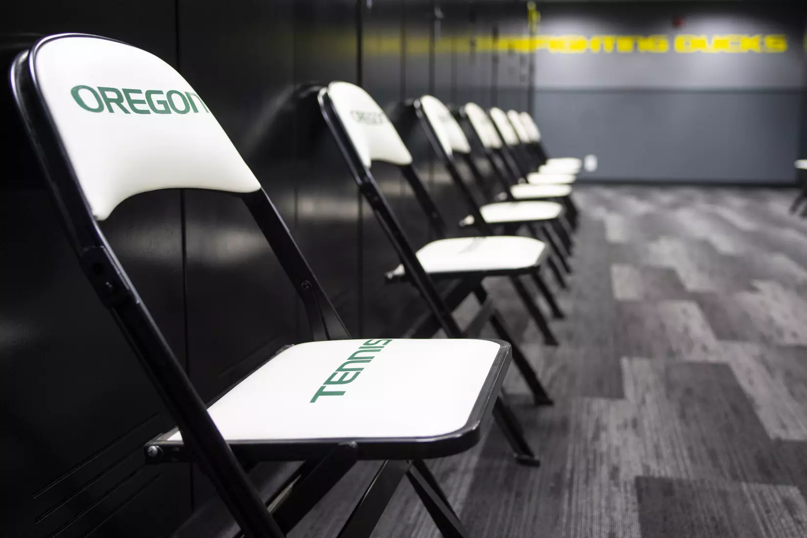 The Oregon Ducks Menâ??s Tennis locker room at Mac Court and the Student Tennis Center in Eugene, Oregon on February 02, 2022 (Isaac Wasserman/ Eric Evans Photography)