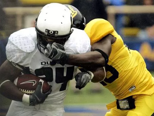 FB @ CAL - Marcus Ezeff grabs facemask of Jeremiah Johnson