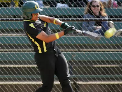 Monique Fuiava, 2009 Oregon Softball Photo by Geoff Thurner