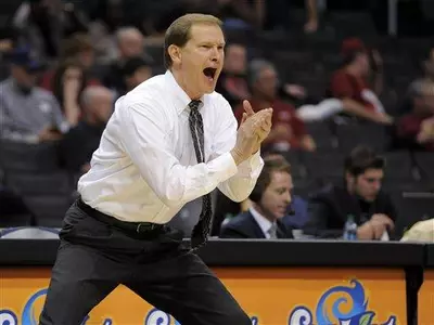 Oregon head coach Dana Altman yells