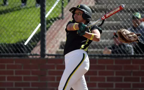 Monique Fuiava, 2011 Oregon Softball. Photo by Geoff Thurner Copyright 2011.