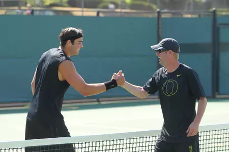 Head Coach Nils Schllaynder and Jeff Mullen, Oregon Men's Tennis, Copyright 2012