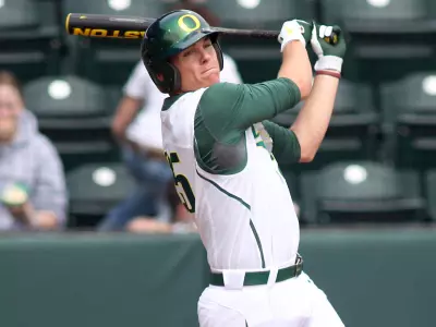 Ryon Healy, Baseball 2012 vs. San Francisco, April 9 Credit Eric Evans