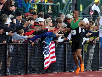 Ashton Eaton, Olympic Trials Dec, World Record (9,039pts),Photo by Matt Phillips